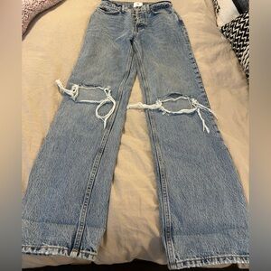 Annie Bing Trendy Distressed Blue Flare Jeans